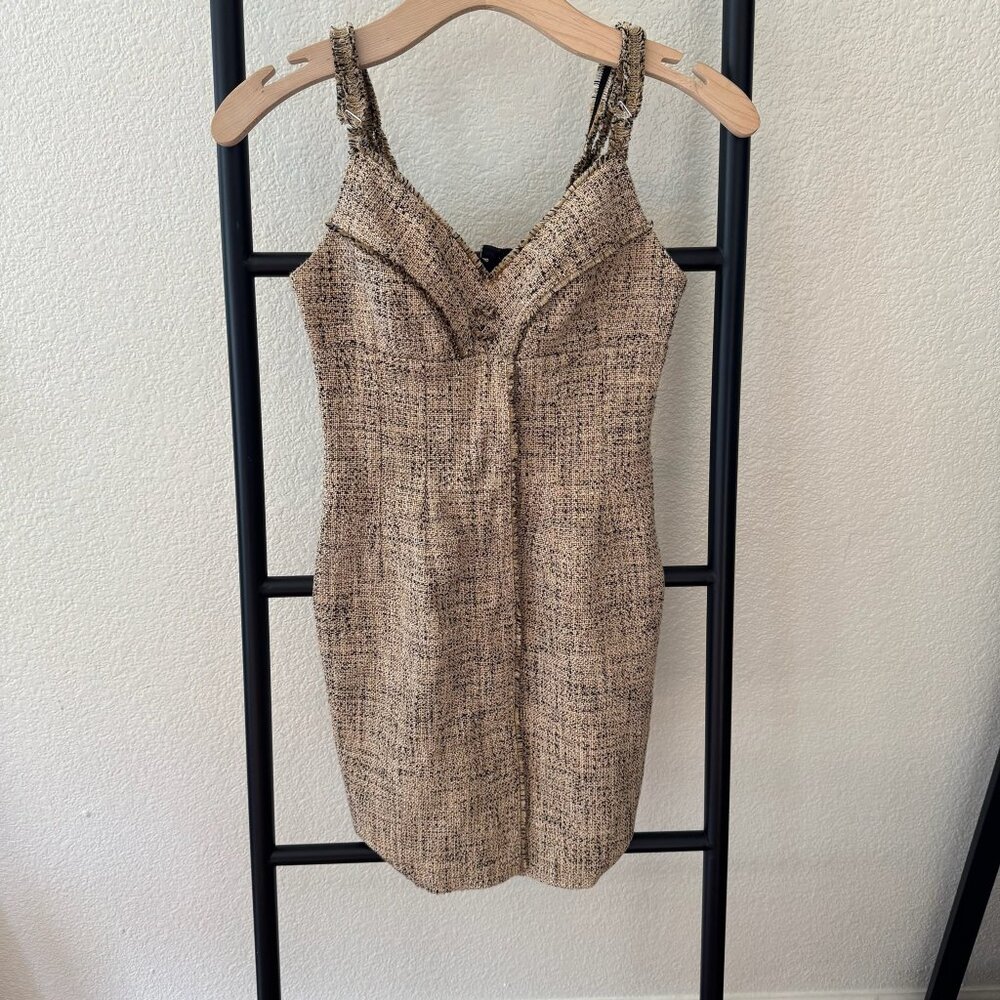 Sandro Paris Tweed Pattern Mini Dress Size 34 / 2 -- FLAWED - Picture 4 of 9